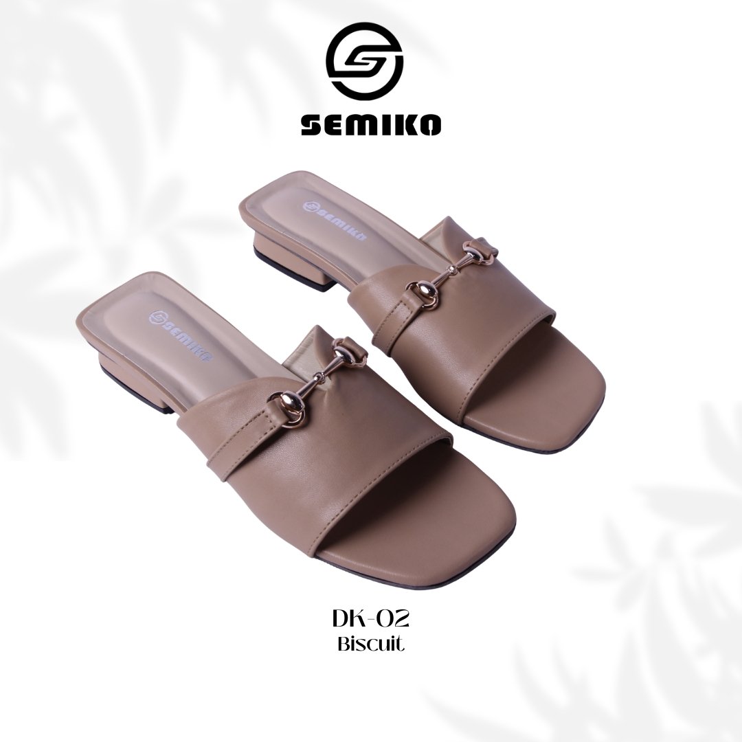 Semiko DK-02 Sandal Slop Hak Tahu Wanita Mules Heels Elegant Casual