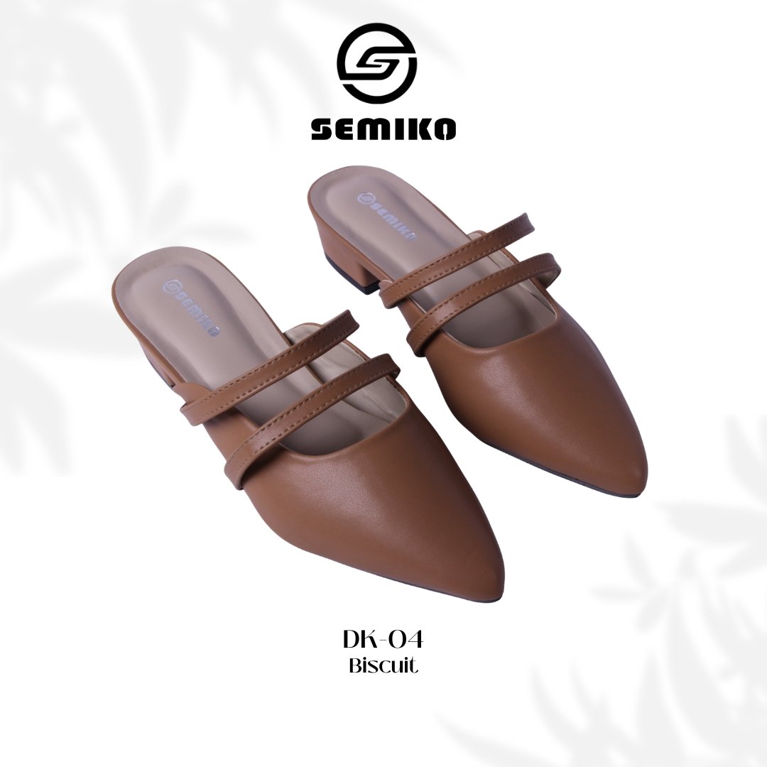 SEMIKO DK-04 - Sepatu Mules Hak Tahu Wanita / Low Heels Slip On DK-04