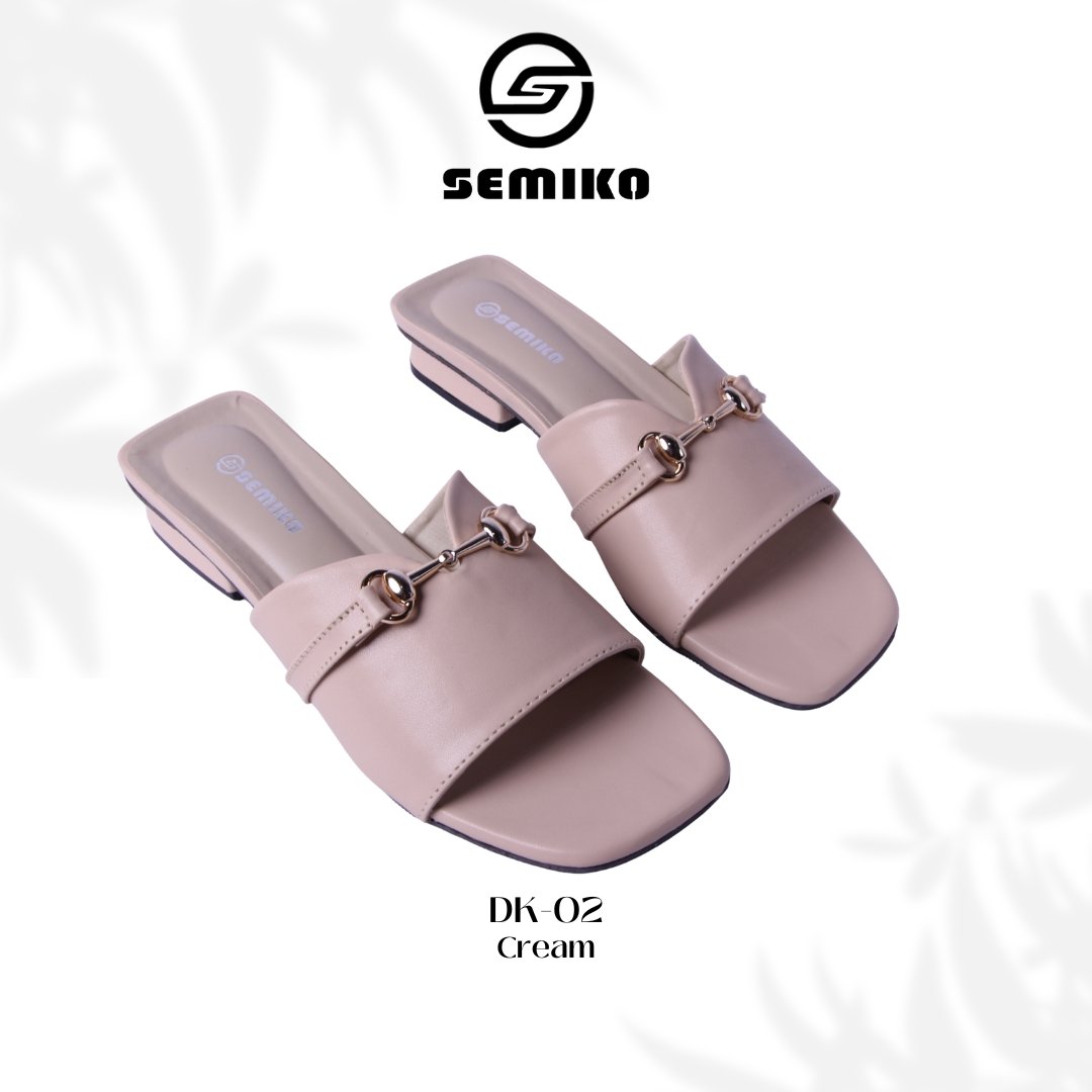 Semiko DK-02 Sandal Slop Hak Tahu Wanita Mules Heels Elegant Casual