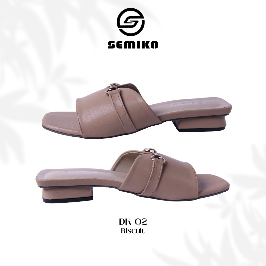 Semiko DK-02 Sandal Slop Hak Tahu Wanita Mules Heels Elegant Casual