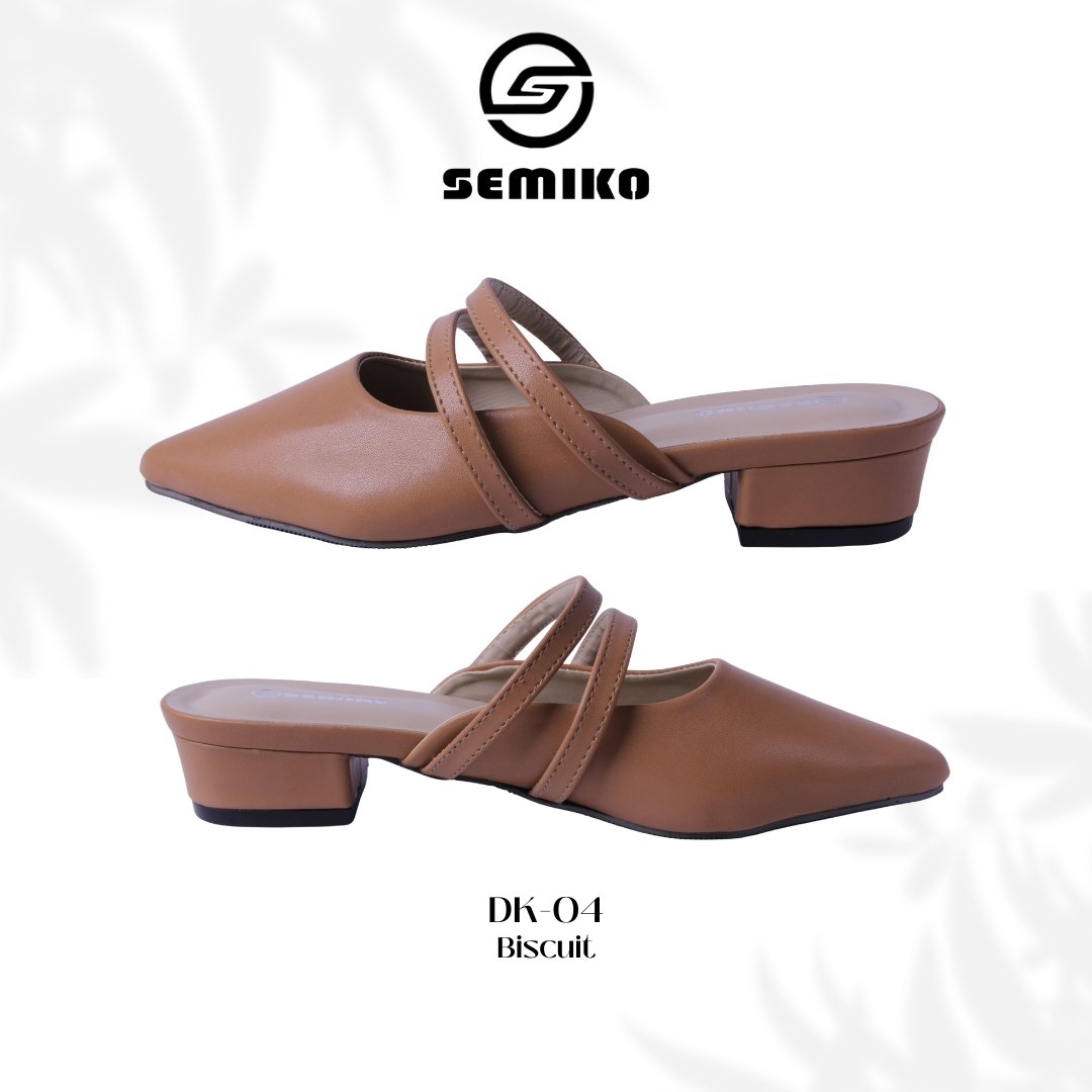 SEMIKO DK-04 - Sepatu Mules Hak Tahu Wanita / Low Heels Slip On DK-04