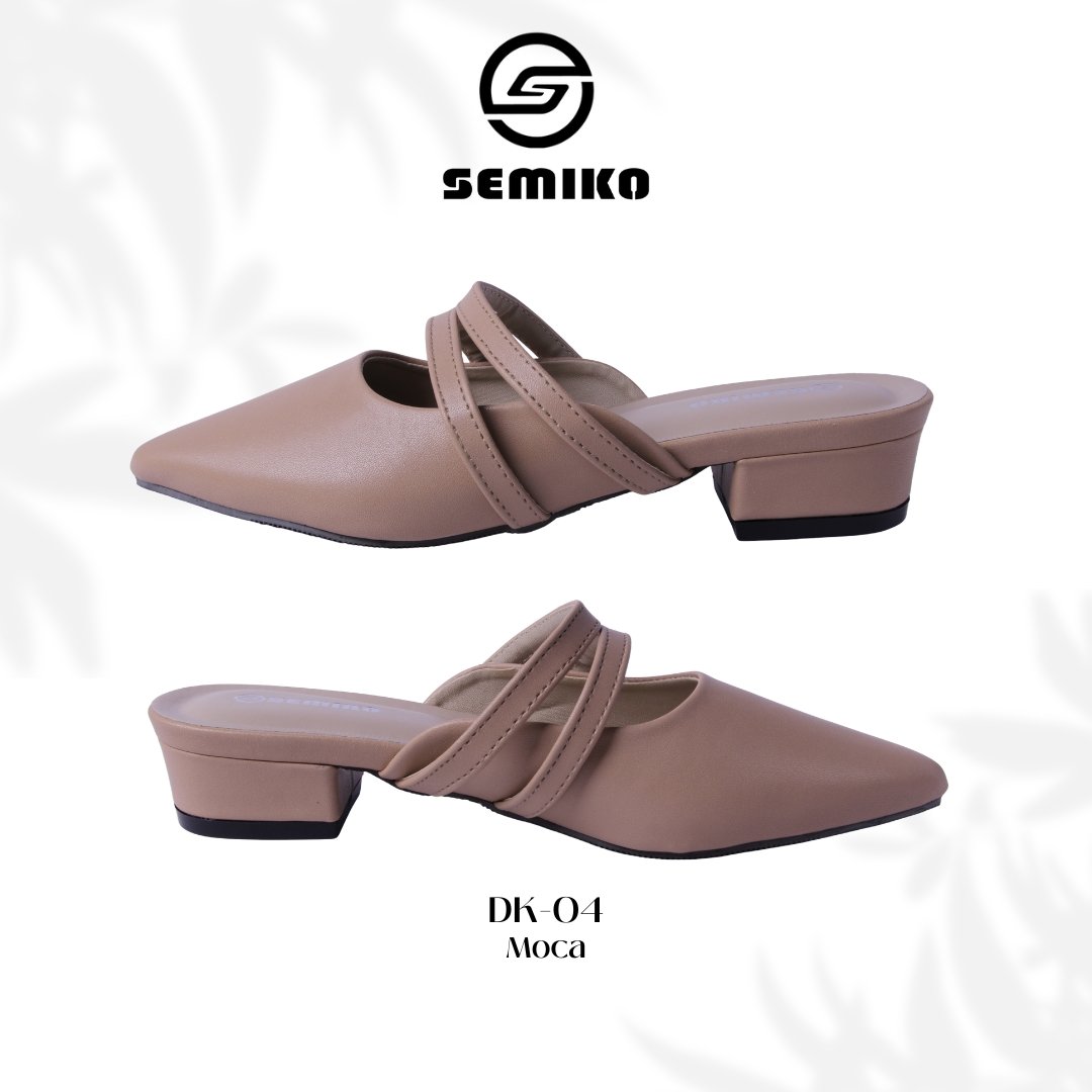 SEMIKO DK-04 - Sepatu Mules Hak Tahu Wanita / Low Heels Slip On DK-04