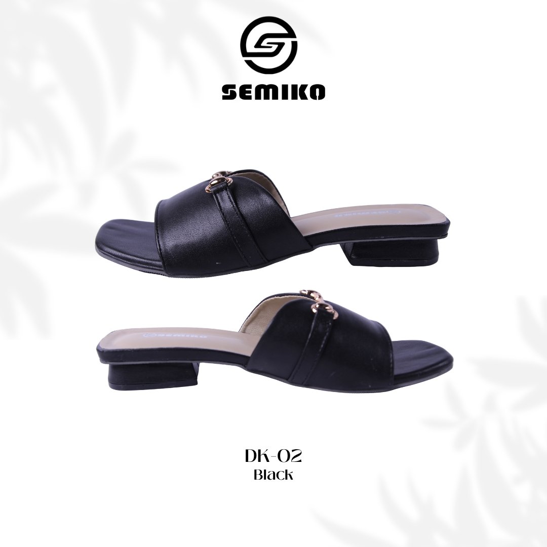 Semiko DK-02 Sandal Slop Hak Tahu Wanita Mules Heels Elegant Casual
