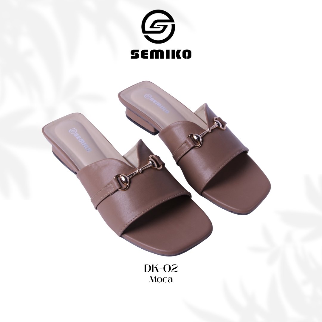 Semiko DK-02 Sandal Slop Hak Tahu Wanita Mules Heels Elegant Casual