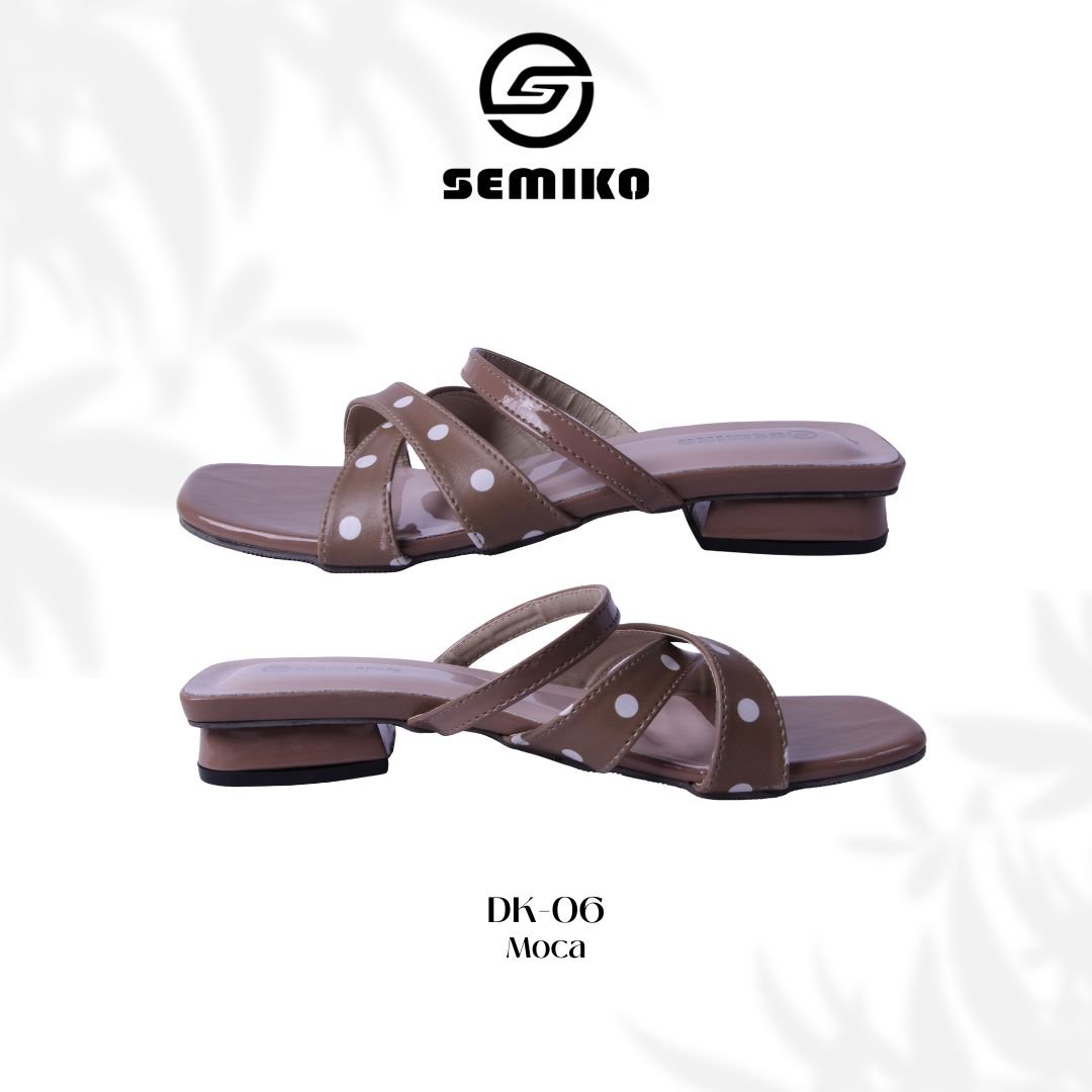 SEMIKO DK 06 Sandal Heels Wanita Hak Tahu Block Heels Polkadot