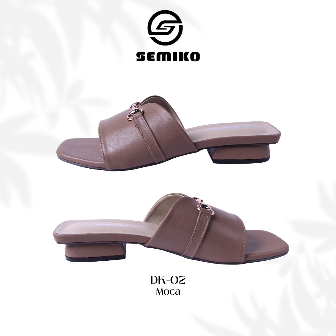 Semiko DK-02 Sandal Slop Hak Tahu Wanita Mules Heels Elegant Casual