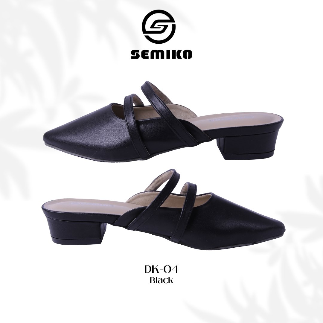 SEMIKO DK-04 - Sepatu Mules Hak Tahu Wanita / Low Heels Slip On DK-04