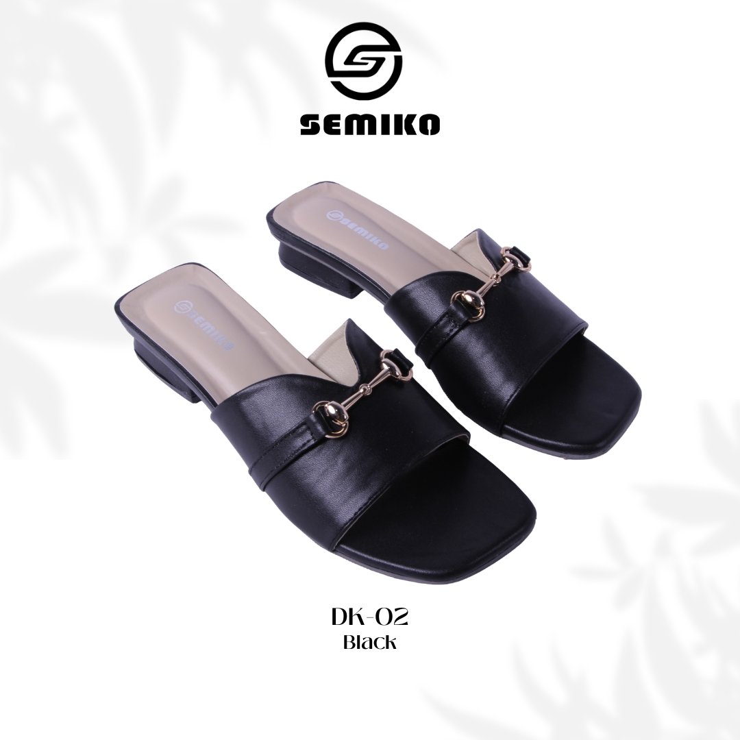 Semiko DK-02 Sandal Slop Hak Tahu Wanita Mules Heels Elegant Casual