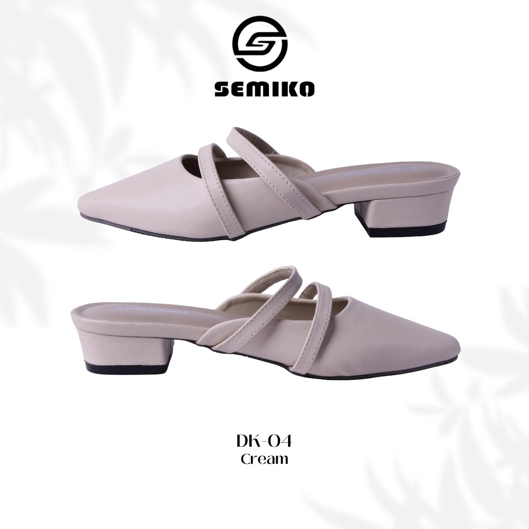 SEMIKO DK-04 - Sepatu Mules Hak Tahu Wanita / Low Heels Slip On DK-04