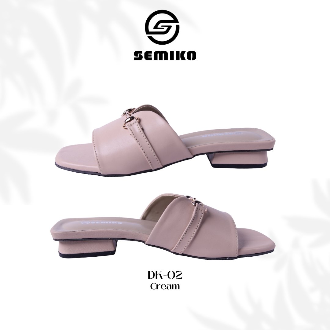Semiko DK-02 Sandal Slop Hak Tahu Wanita Mules Heels Elegant Casual